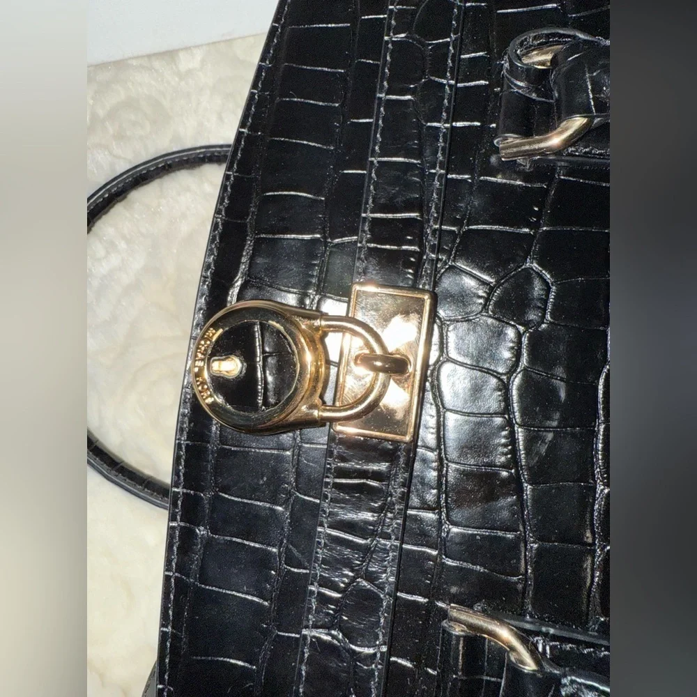 Michael Kors Hamilton Crocodile-Embossed Satchel